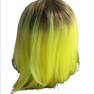 New Born Free Neon Yellow Ombre Middle Part Magic Lace Front Wig EC
